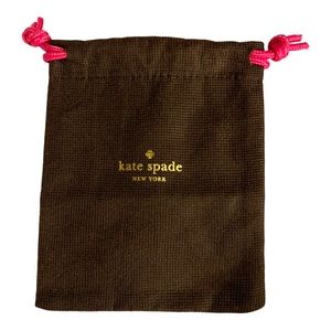 Kate Spade Jewelry Duster Cloth Accessory Bag Brown w Hot Pink Drawstring